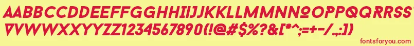 BaronNeueBlackItalic-fontti – punaiset fontit keltaisella taustalla