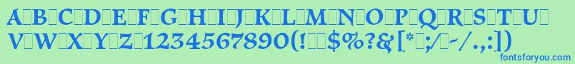 PragueLetPlain.1.0 Font – Blue Fonts on Green Background