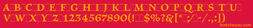 PragueLetPlain.1.0 Font – Orange Fonts on Red Background