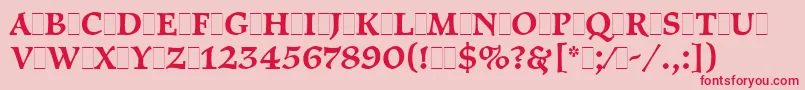フォントPragueLetPlain.1.0 – ピンクの背景に赤い文字