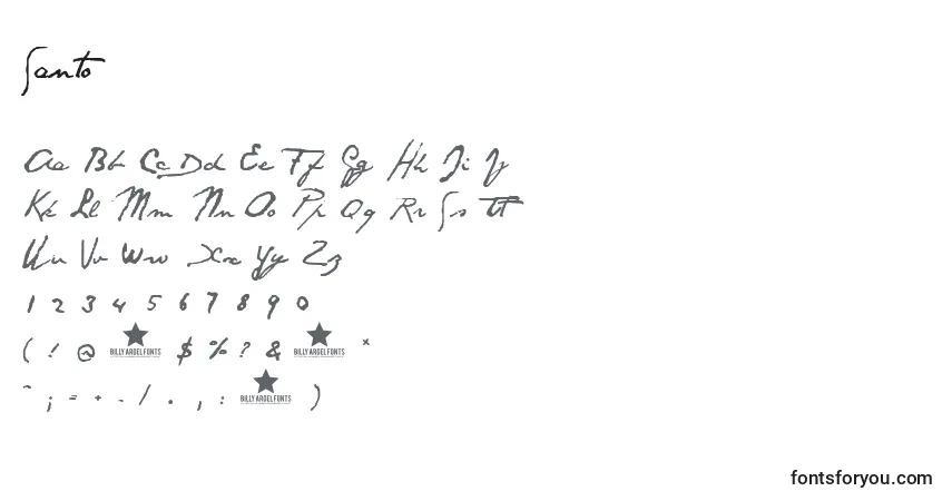 Шрифт Santo – алфавит, цифры, специальные символы
