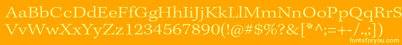 KeplerstdLightextcapt-fontti – keltaiset fontit oranssilla taustalla
