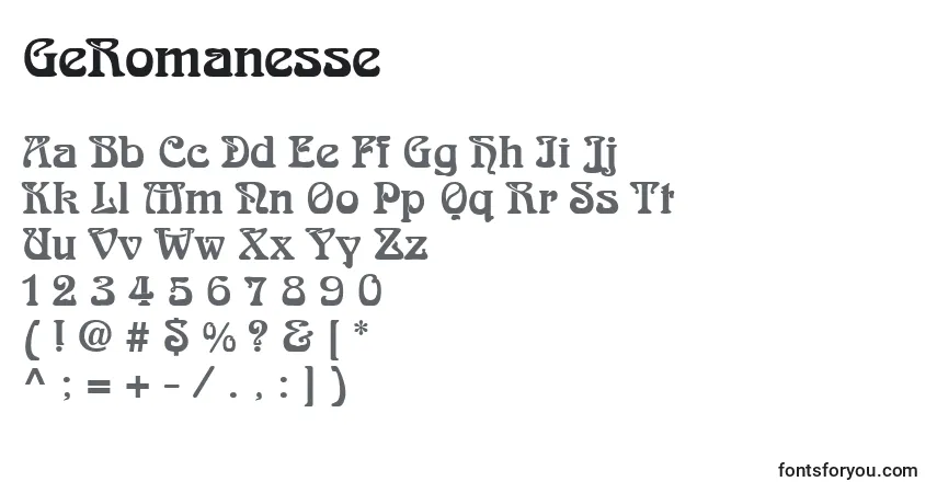 Czcionka GeRomanesse – alfabet, cyfry, specjalne znaki