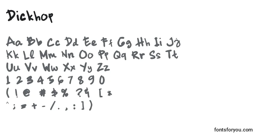 Шрифт Dickhop – алфавит, цифры, специальные символы