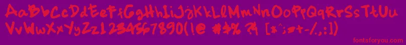 Dickhop-Schriftart – Rote Schriften auf violettem Hintergrund