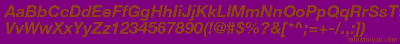 HelveticaneueltstdBdit Font – Brown Fonts on Purple Background