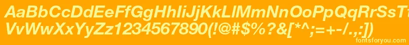 Więcej informacji o czcionce HelveticaneueltstdBdit Czcionka HelveticaneueltstdBdit – żółte czcionki na pomarańczowym tle