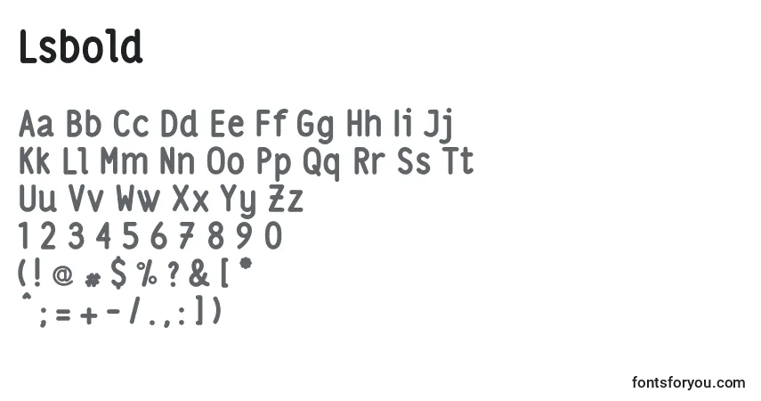 Czcionka Lsbold – alfabet, cyfry, specjalne znaki