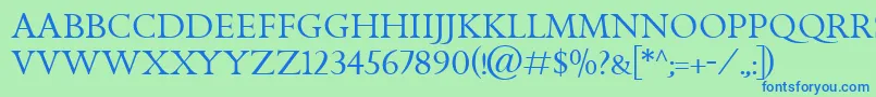 GoldenCockerelTitlingItc-fontti – siniset fontit vihreällä taustalla