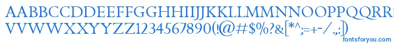 GoldenCockerelTitlingItc-Schriftart – Blaue Schriften auf weißem Hintergrund