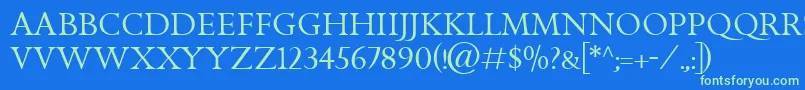 GoldenCockerelTitlingItc Font – Green Fonts on Blue Background