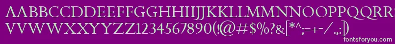 GoldenCockerelTitlingItc Font – Green Fonts on Purple Background