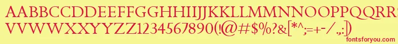 GoldenCockerelTitlingItc Font – Red Fonts on Yellow Background