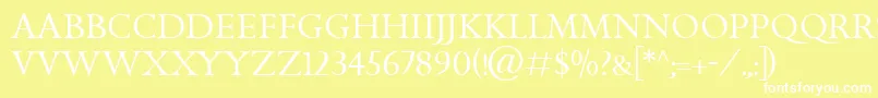 GoldenCockerelTitlingItc-fontti – valkoiset fontit keltaisella taustalla