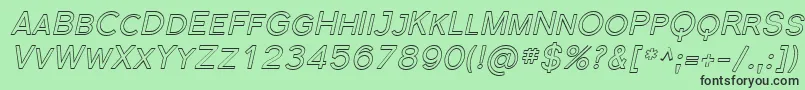 Fonte FlorencesansScOutlineItalic – fontes pretas em um fundo verde