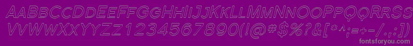 FlorencesansScOutlineItalic-fontti – harmaat kirjasimet violetilla taustalla
