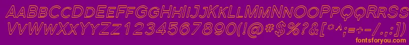 FlorencesansScOutlineItalic-Schriftart – Orangefarbene Schriften auf violettem Hintergrund
