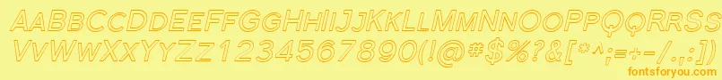 Fonte FlorencesansScOutlineItalic – fontes laranjas em um fundo amarelo