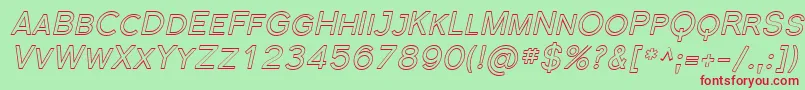 Fonte FlorencesansScOutlineItalic – fontes vermelhas em um fundo verde