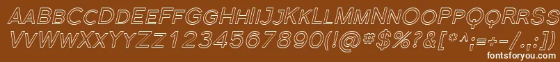 Fonte FlorencesansScOutlineItalic – fontes brancas em um fundo marrom