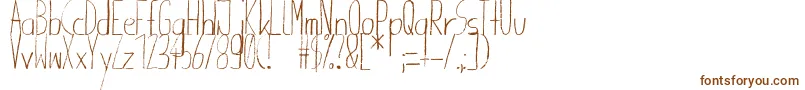Giraffenhals-Schriftart – Braune Schriften auf weißem Hintergrund