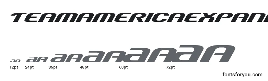 Размеры шрифта Teamamericaexpand
