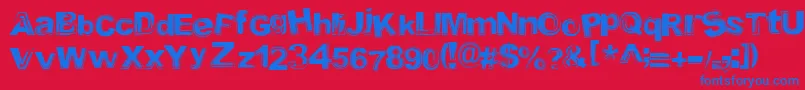 Timeportal-Schriftart – Blaue Schriften auf rotem Hintergrund
