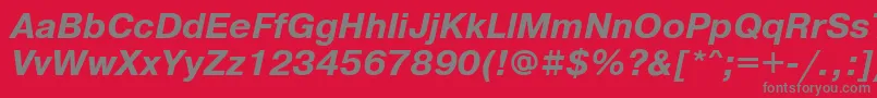 PragmaticacfttBolditalic-Schriftart – Graue Schriften auf rotem Hintergrund