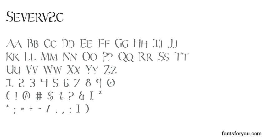 A fonte Severv2c – alfabeto, números, caracteres especiais