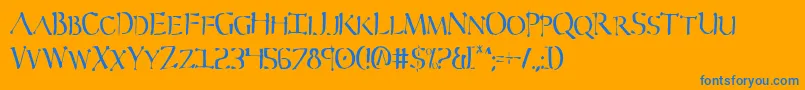 Severv2c-Schriftart – Blaue Schriften auf orangefarbenem Hintergrund