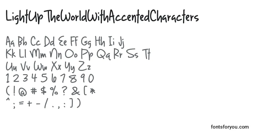 Schriftart LightUpTheWorldWithAccentedCharacters – Alphabet, Zahlen, spezielle Symbole