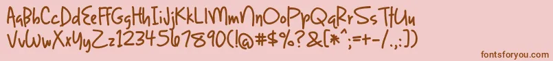 LightUpTheWorldWithAccentedCharacters Font – Brown Fonts on Pink Background