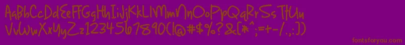 Fonte LightUpTheWorldWithAccentedCharacters – fontes marrons em um fundo roxo