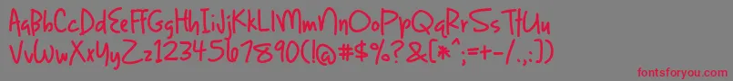 LightUpTheWorldWithAccentedCharacters Font – Red Fonts on Gray Background