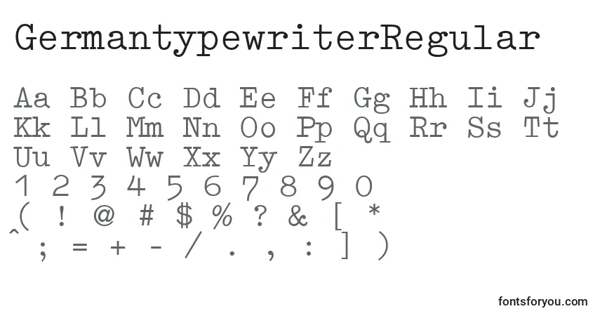 GermantypewriterRegular-fontti – aakkoset, numerot, erikoismerkit