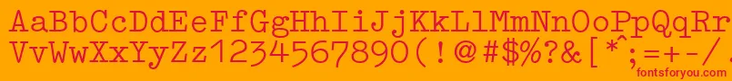 Fonte GermantypewriterRegular – fontes vermelhas em um fundo laranja