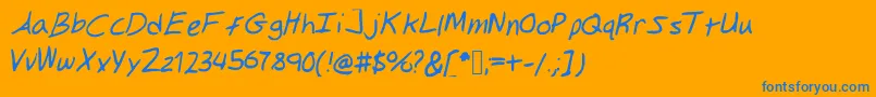 Gilkeynotes-Schriftart – Blaue Schriften auf orangefarbenem Hintergrund