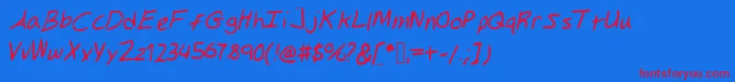 Gilkeynotes Font – Red Fonts on Blue Background