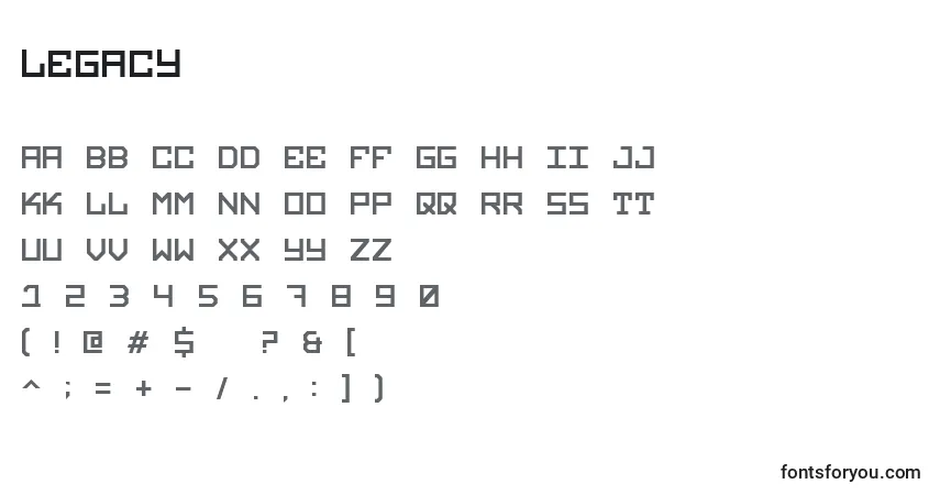 Шрифт Legacy – алфавит, цифры, специальные символы