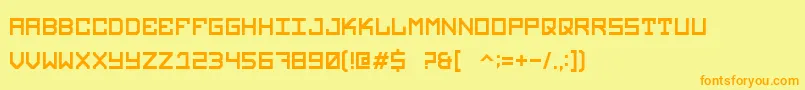 Legacy-Schriftart – Orangefarbene Schriften auf gelbem Hintergrund
