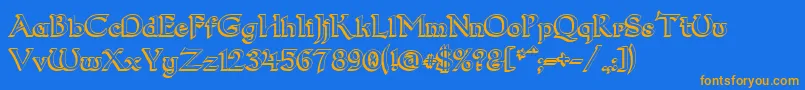 Dumbledor23D Font – Orange Fonts on Blue Background