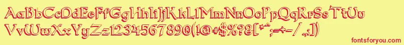 Dumbledor23D Font – Red Fonts on Yellow Background