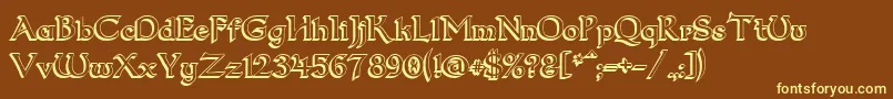 Dumbledor23D Font – Yellow Fonts on Brown Background