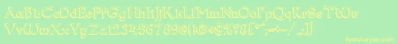 Dumbledor23D-Schriftart – Gelbe Schriften auf grünem Hintergrund