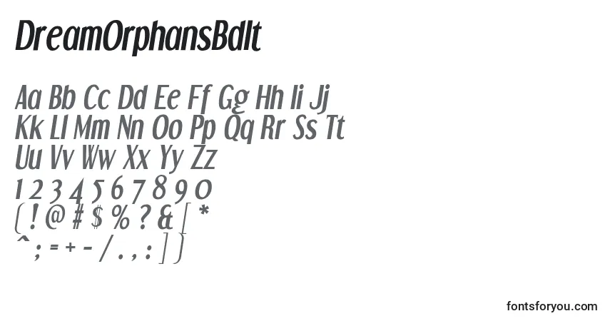 Шрифт DreamOrphansBdIt – алфавит, цифры, специальные символы