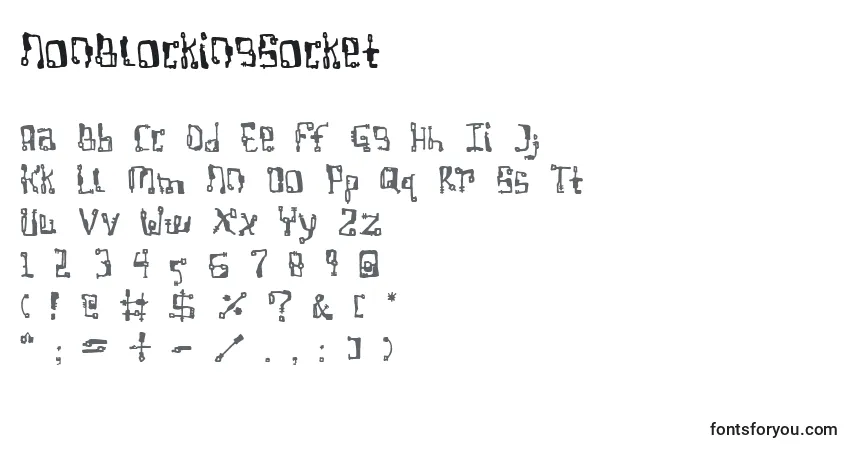 Schriftart NonBlockingSocket – Alphabet, Zahlen, spezielle Symbole