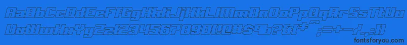 ClarkBoldItalicHollow Font – Black Fonts on Blue Background