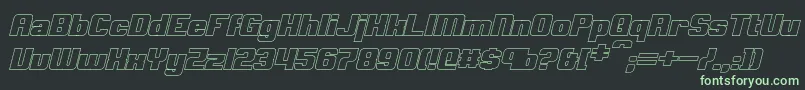 ClarkBoldItalicHollow Font – Green Fonts on Black Background
