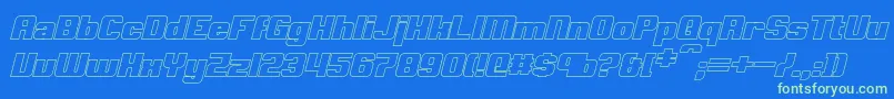 ClarkBoldItalicHollow Font – Green Fonts on Blue Background
