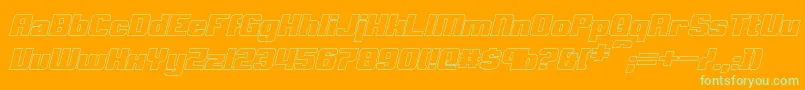 ClarkBoldItalicHollow Font – Green Fonts on Orange Background